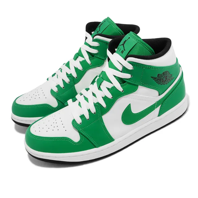 NIKE 耐吉】Air Jordan 1 Mid Lucky Green 綠白男鞋AJ1 休閒鞋喬丹一代