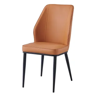 【AT HOME】橘色皮質鐵藝餐椅/休閒椅 現代簡約(卡文)