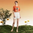 【OUWEY 歐薇】繽紛水果兔子圖樣膠印短版上衣(桔色；S-L；3232161206)