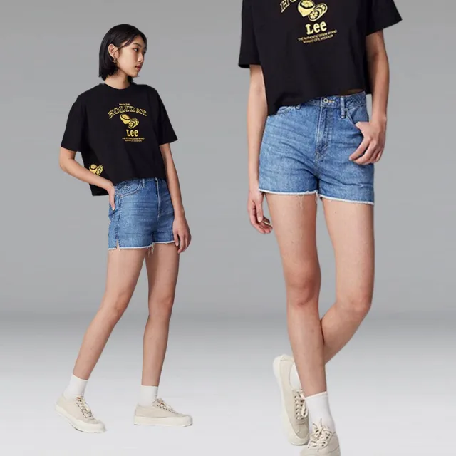 【Lee】女裝 牛仔短褲 / 涼感 中腰側開衩 淺藍洗水 / 101+ / Lites 輕磅 系列(LB322016634)