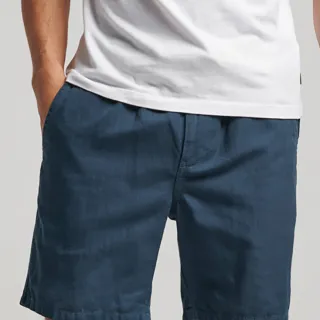 【Superdry】男裝 休閒短褲 有機棉 Vintage Overdyed Short(藍)