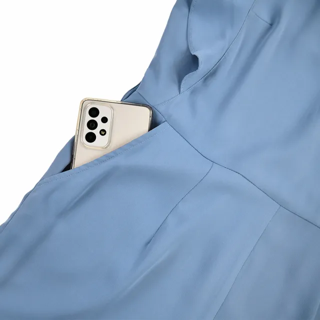 【OUWEY 歐薇】浪漫都會背心荷葉袖造型連身褲(藍色；S-L；3232027604)