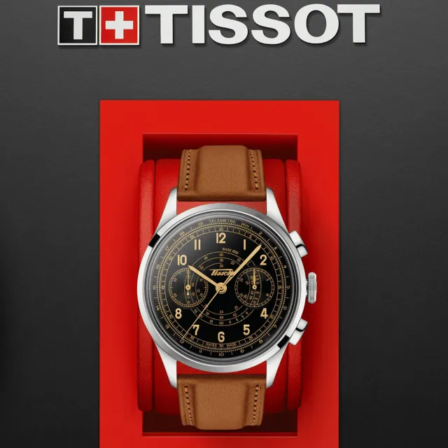 【TISSOT天梭 官方授權】天梭官方授權 TELEMETER 1938 復刻計時機械腕錶(T1424621605200)