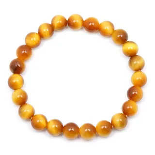 【正佳珠寶】金虎眼石 金黃閃電 8mm 金虎眼手珠｜日本彈力繩(黃金特色結合虎眼石線性光暈)