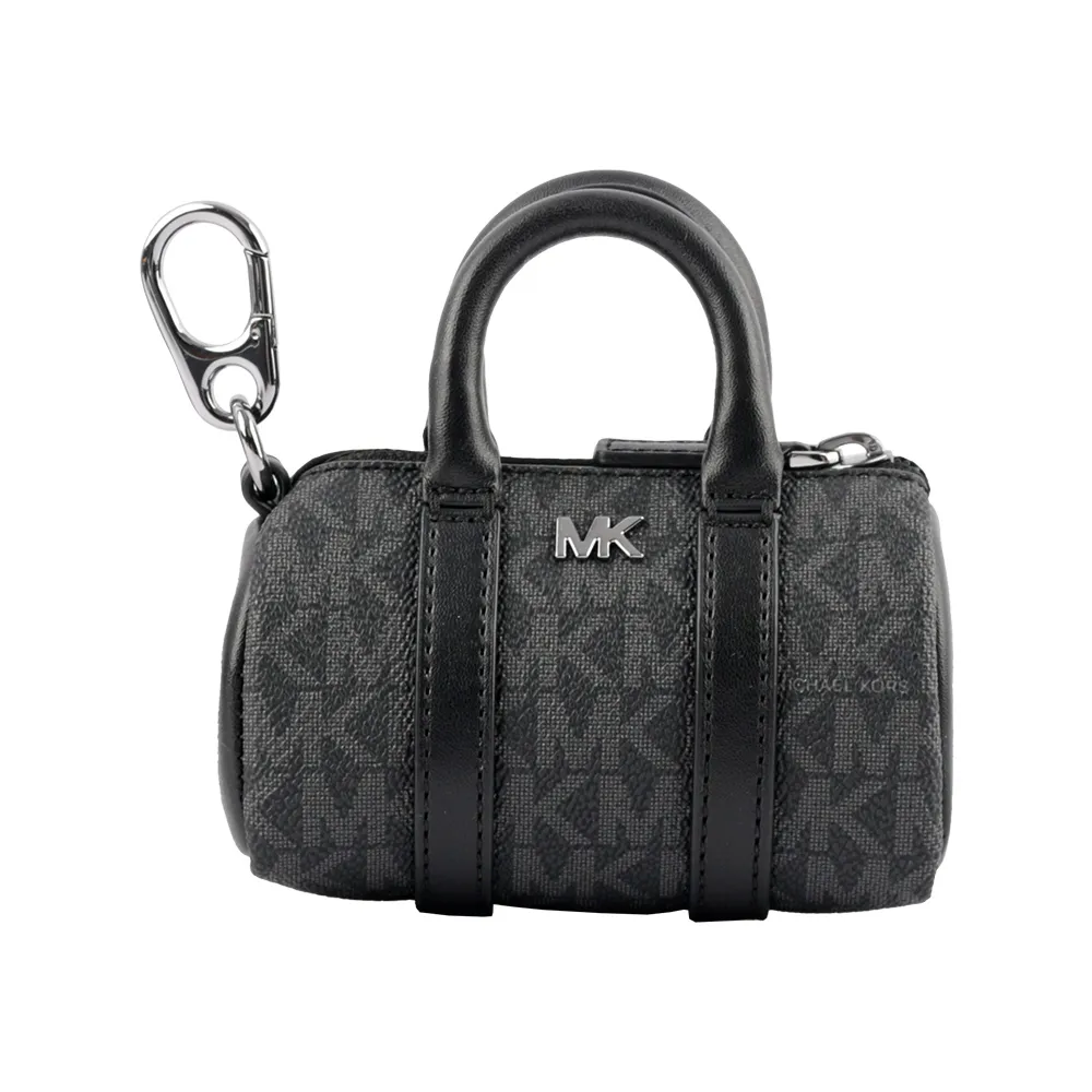 【Michael Kors】塗層帆布波士頓包造型吊飾/鑰匙圈(黑色)