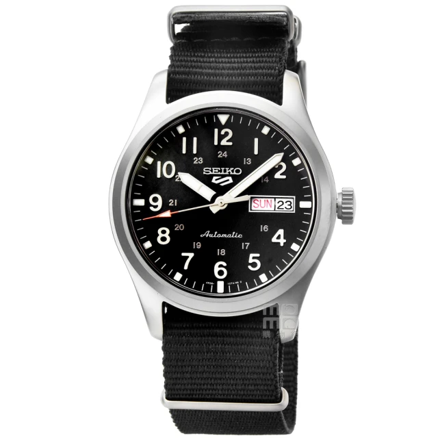 【SEIKO 精工】精工次世代5號機械帆布帶腕錶-黑面(SRPG37K1)