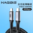 【HAGiBiS】合金接頭石墨烯屏蔽編織線Type-C to C USB 4傳輸線1M(UC4-1M)