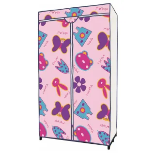 【Sanho 三和牌】巧樣多LTP-1型蝴蝶花粉紅DIY收納套管衣櫥組/塑膠衣櫥/外宿租屋(布架合裝/台灣製造  現貨)