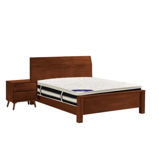 【IHouse】熊讚 全實木房間3件組 單大3.5尺(床架+床頭櫃+舒適獨立筒床墊)