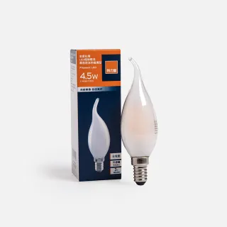 【特力屋】金星拉尾LED燈絲燈泡4.5W霧面燈泡色-E14蠟燭型