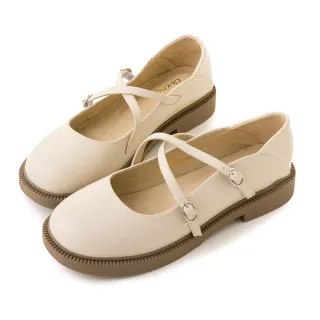 【amai】百搭真皮圓頭瑪麗珍鞋 娃娃鞋 低跟鞋 上班鞋 學生鞋 真皮鞋 兩穿 時尚 氣質 大尺碼 GC21BE(杏色)