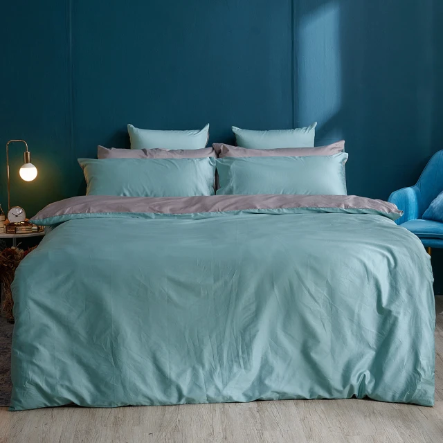 【戀家小舖】60支100%精梳棉枕套被套床包四件組-特大(極致淺綠)