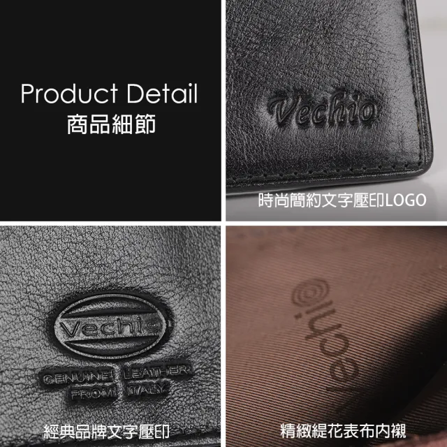 【VECHIO】台灣總代理 堅毅號 4卡零錢袋皮夾-黑色(VE048W007BK)