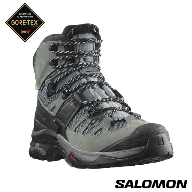 salomon官方直營】女QUEST 4 Goretex 高筒登山鞋(石板灰/騎兵綠/乳白藍