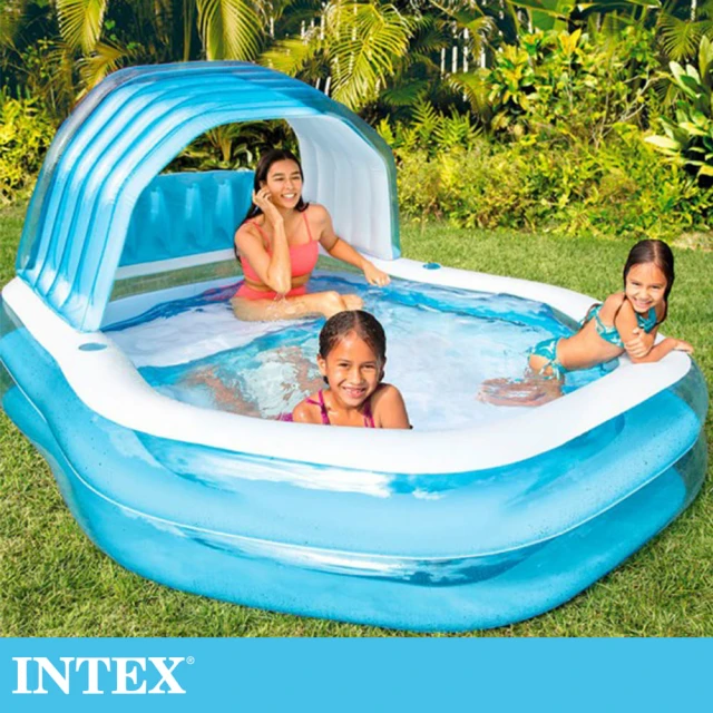 【INTEX】遮陽長形游泳池229x191x48cm適3歲+(530L-57186NP)