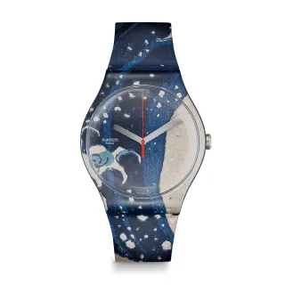 【SWATCH】藝術之旅系列 葛飾北齋-神奈川沖浪裏 + 星象盤 手錶 藝術錶 博物館聯名 瑞士錶 錶(41mm)