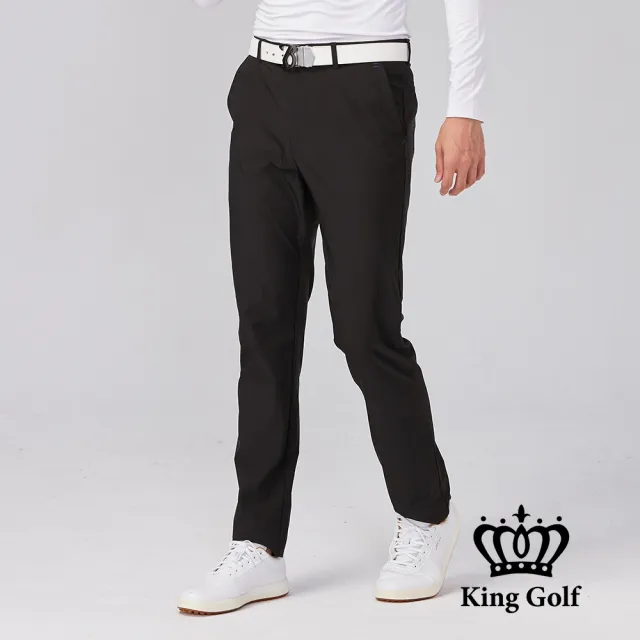【KING GOLF】網路獨賣款-男款立體剪裁修身彈性休閒長褲/高爾夫球褲(黑色)