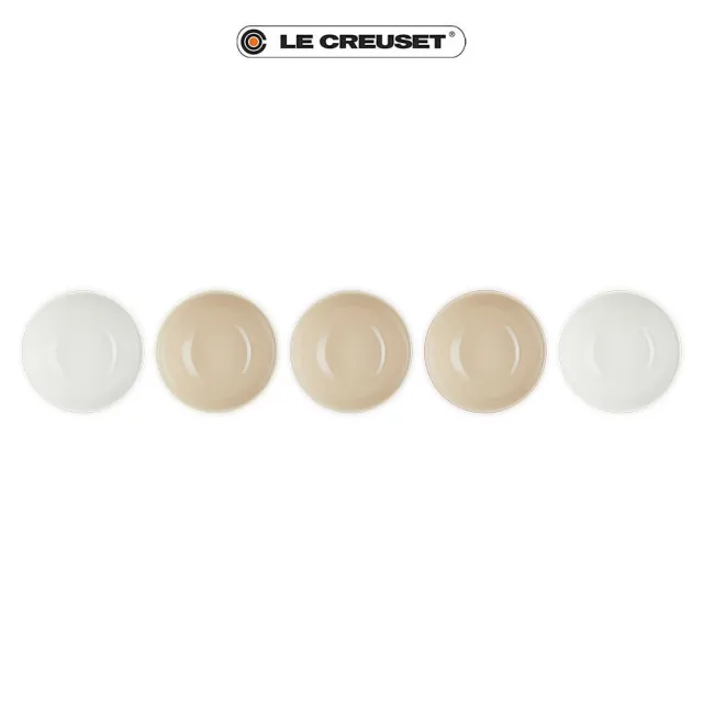 【Le Creuset】童話派對系列瓷器沙拉碗組15cm-5入(雪花白/奶油黃/貝殼粉/薔薇粉/淡粉紅)