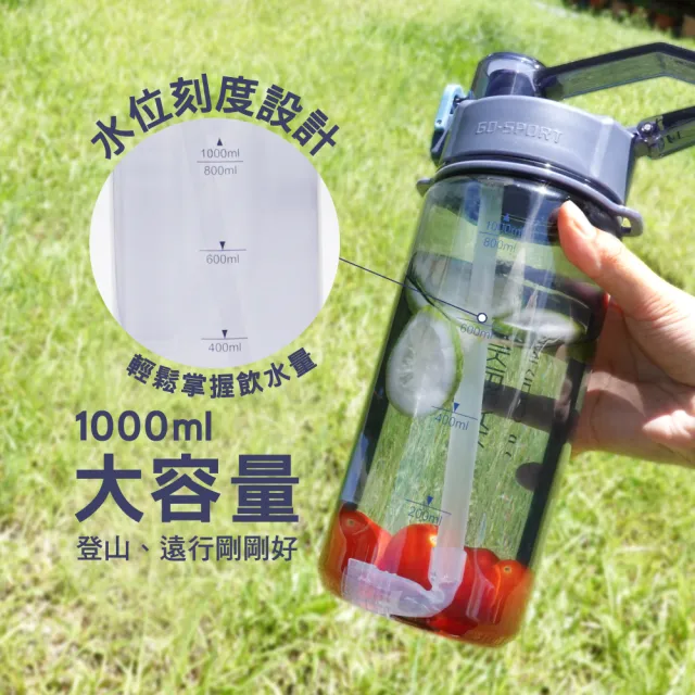 【Genki Bear 元氣熊】夏韻Tritan運動水壺1000ml(附背帶)