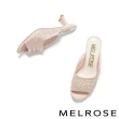【MELROSE】華麗精美水鑽金屬布高跟拖鞋(粉)