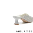 【MELROSE】華麗精美水鑽金屬布高跟拖鞋(灰)