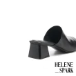 【HELENE_SPARK】極簡舒適LOGO燙字全真皮方頭低跟拖鞋(黑)