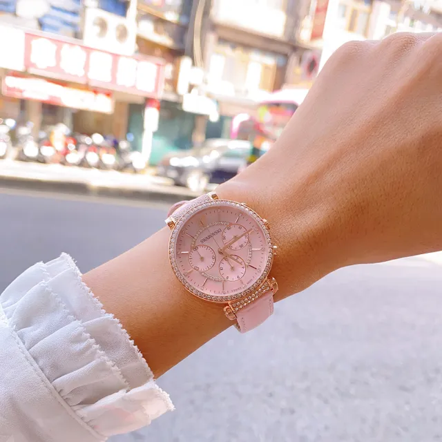 Swarovski Passage Chrono 5580352 新品未使用 Swarovski Passage Chrono Pink Dial Pink Leather Strap Watch