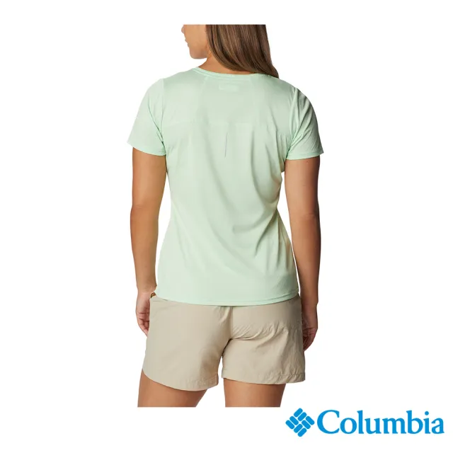 【Columbia 哥倫比亞 官方旗艦】女款- Alpine Chill涼感快排短袖上衣-綠色(UAK35110GR / 2023春夏)