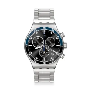 【SWATCH】DARK BLUE IRONY 金屬運動手錶/男錶/女錶/瑞士製造 YVS507G(43mm)