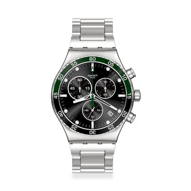 【SWATCH】DARK GREEN IRONY 金屬運動手錶/男錶/女錶/瑞士製造 YVS506G(43mm)