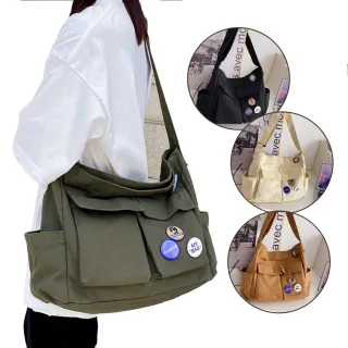 【Bliss BKK】簡約工裝風休閒大容量帆布包 旅行袋(4色可選)