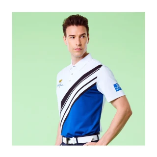 【Jack Nicklaus 金熊】GOLF男款數位印花吸濕排汗POLO/高爾夫球衫(白色)