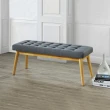 【AT HOME】原木色深灰布質實木腳沙發椅凳/長凳/床尾椅 北歐簡約(夏卡爾)