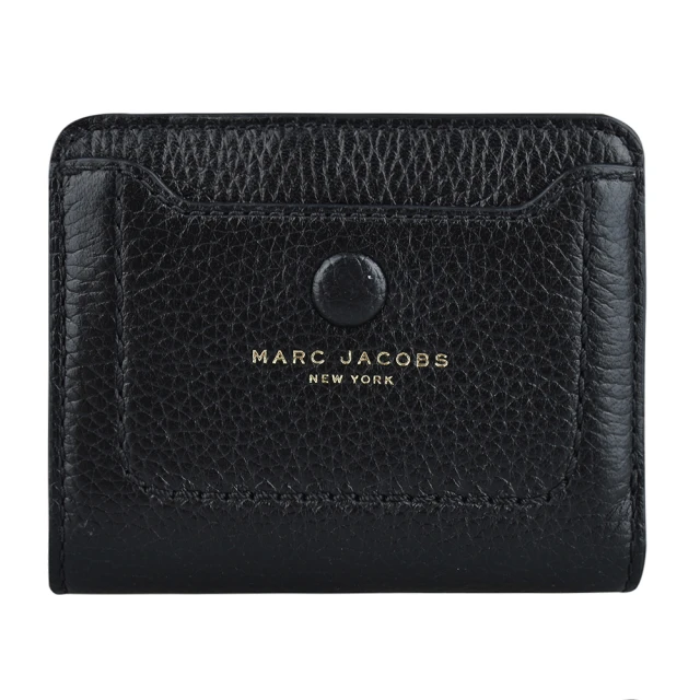 MARC JACOBS 馬克賈伯 MARC JACOBS 經典LOGO壓紋牛皮拉鍊釦式短夾(黑)