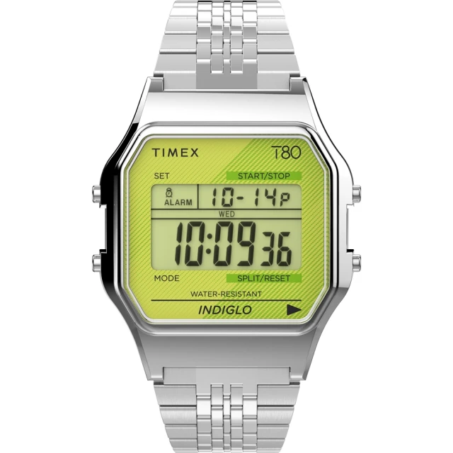 【TIMEX】天美時  T80電子錶 銀x綠 TXTW2V19300