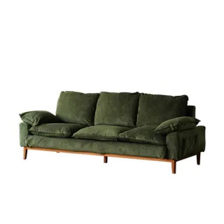 【hoi! 好好生活】小半家具繾綣沙發 北歐實木燈芯絨沙發 三人迷蹤綠