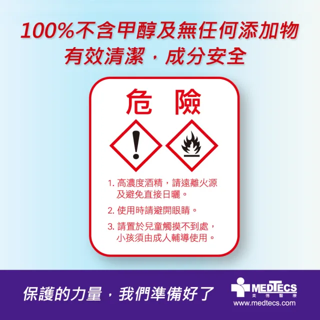 【MEDTECS 美德醫療】6瓶組 美德清潔用酒精 75% 500ml(不含甲醇/無異味/不黏膩/不刺激)