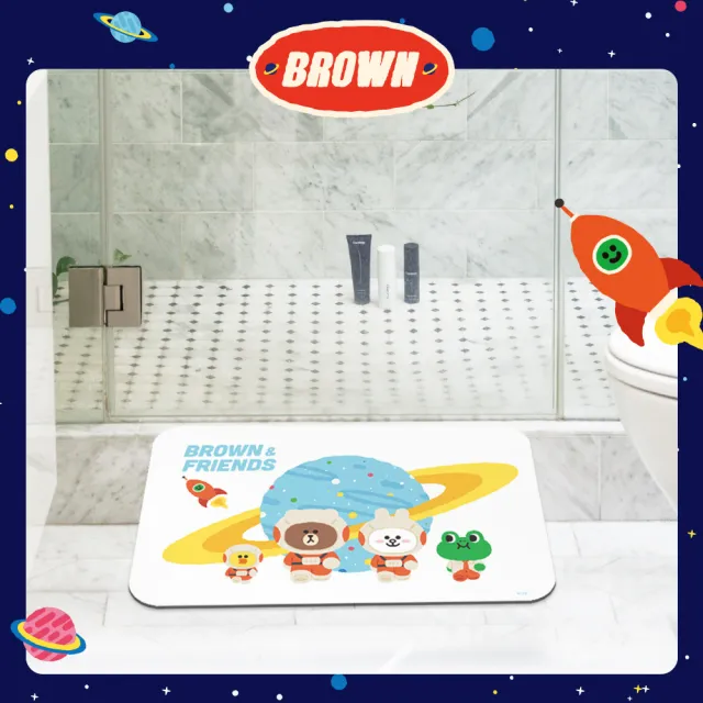 【SONA森那家居】LINE FRIENDS 外太空系列 軟式珪藻土 吸水地墊 珪藻土 地墊 腳踏墊(60*40*0.5)