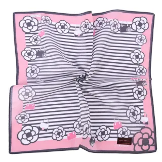 【CLATHAS】山茶花購物包條紋純綿帕巾(粉紅色)