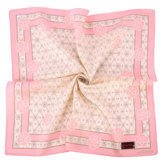 【CLATHAS】山茶花字母LOGO菱格紋純綿帕巾(粉紅色)
