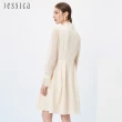 【JESSICA】甜美珠片花卉蕾絲拼接雪紡透膚長袖洋裝233Z74（米色）