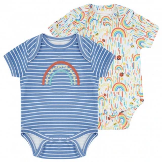 【Piccalilly】英國皮卡儷儷有機棉嬰幼兒連身衣2件組(太陽雨)