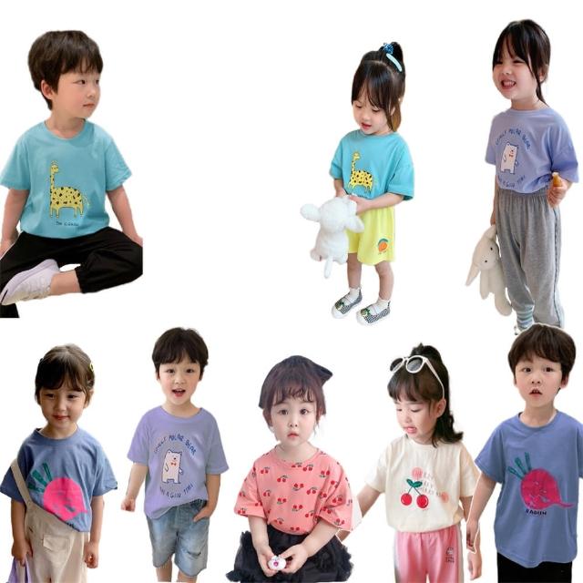 【安朵童舖】現貨韓版兒童短袖上衣男童印花短袖T恤寶寶半袖寬鬆上衣女童圓領上衣(5/12)