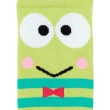 【小禮堂】大眼蛙 成人棉質短襪 23-25cm - 綠大臉橫紋款(平輸品)