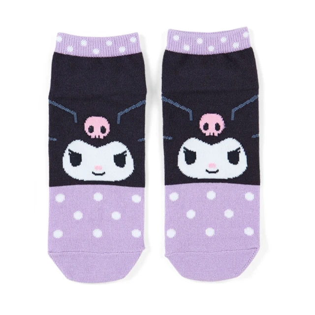 【小禮堂】酷洛米 成人棉質短襪 23-25cm - 紫大臉點點款(平輸品)