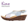 【Kimo】珠光羊皮交叉厚底涼鞋 女鞋(曜光紫 KBCSF011749)