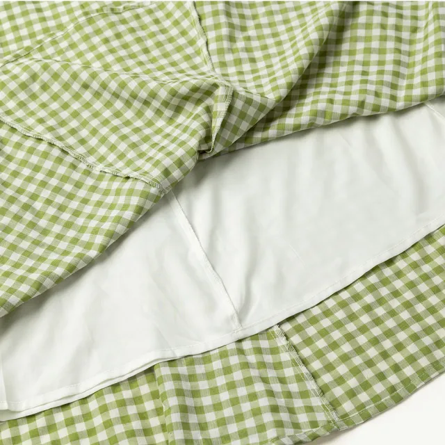 【OUWEY 歐薇】夏日輕甜格紋縲縈魚尾裙(淺綠色；S-L；3232322207)