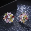 【Jpqueen】撞色花漾鋯石晶鑽華麗貼耳耳環(8色可選)