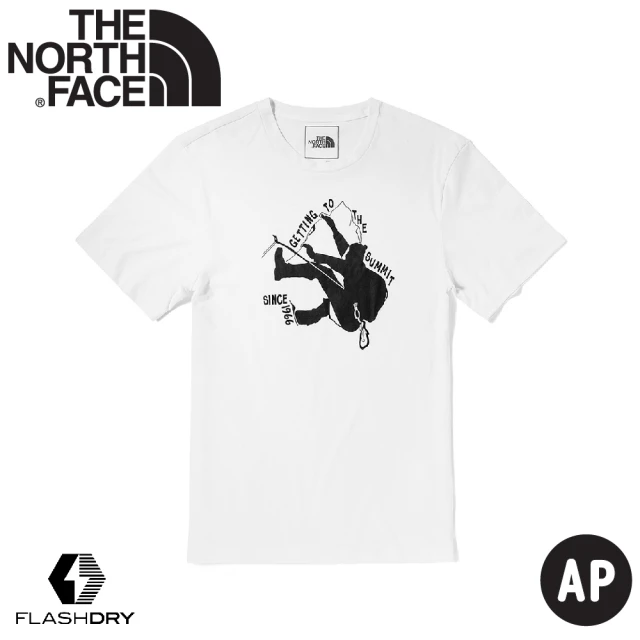 The North Face 男 FALSHDRY快乾短袖T恤 AP《白》4UAK/吸濕排汗趣味印花短袖/運動衫(悠遊山水)