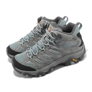 【MERRELL】登山鞋 Moab 3 Mid GTX 女鞋 灰 藍 防水 中筒 避震 Vibram 戶外 郊山(ML036312)